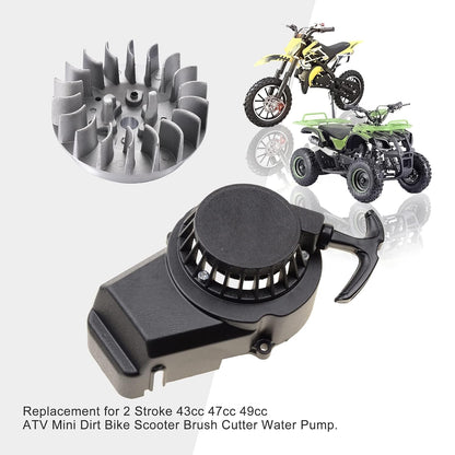 Recoil Starter With Flywheel- Aluminum - 2 Stroke - BLACK