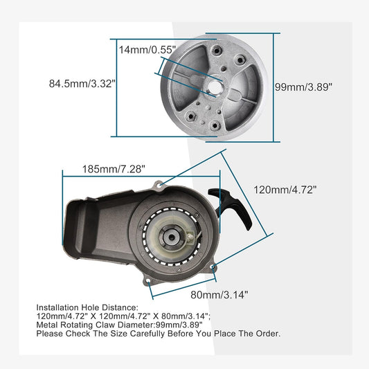 GOOFIT Alloy Pull Recoil Starter with Flywheel for 2 stroke 47cc 49cc Engine Pocket Dirt Bike Mini ATV Quad Wheeler Gray