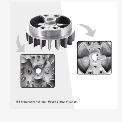 GOOFIT Alloy Pull Recoil Starter with Flywheel for 2 stroke 47cc 49cc Engine Pocket Dirt Bike Mini ATV Quad Wheeler Gray
