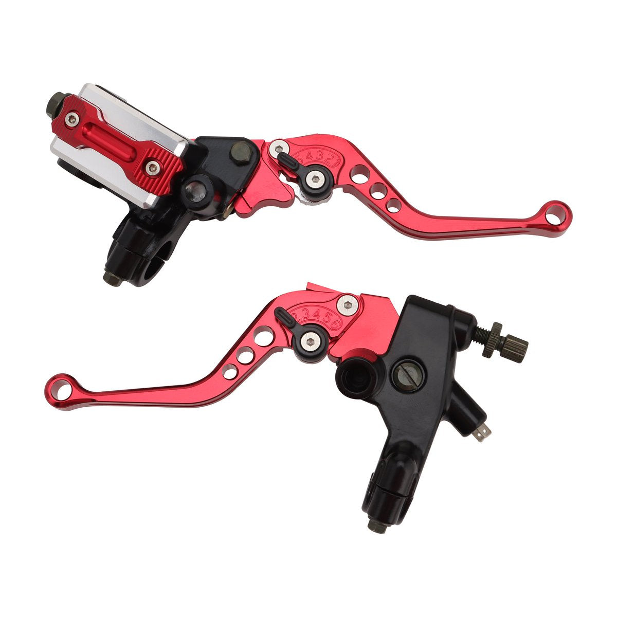 Red 22mm CNC Brake Clutch Lever Set with Twist Throttle Grips for Motorcycle ATV