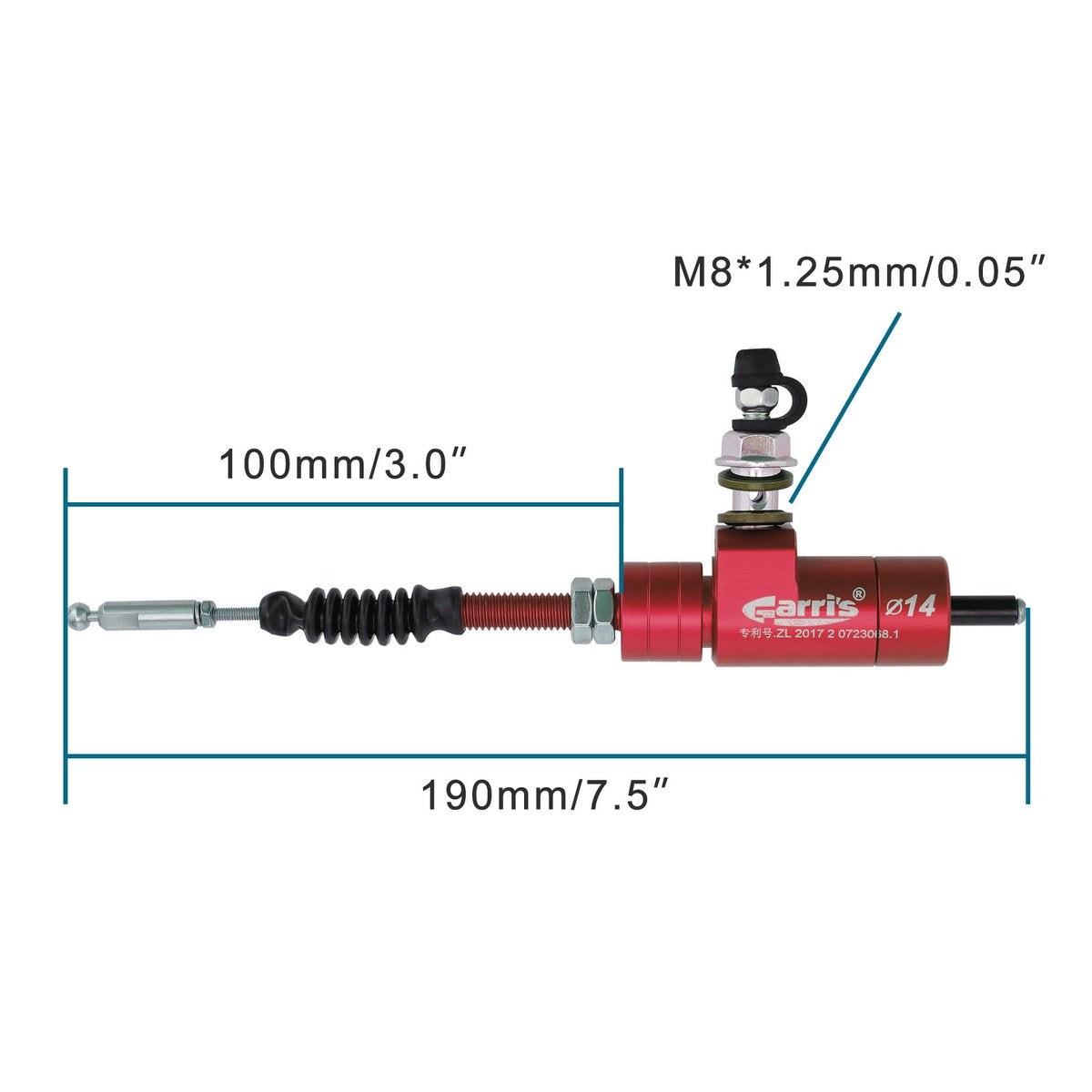 Red M8 x 1.25mm Hydraulic Clutch Brake Master Cylinder Rod for Dirt Bike ATV