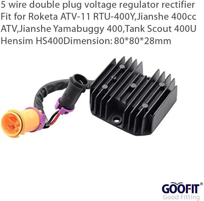 5-wire double plug voltage regulator rectifier for Roketa ATV, black with orange connector