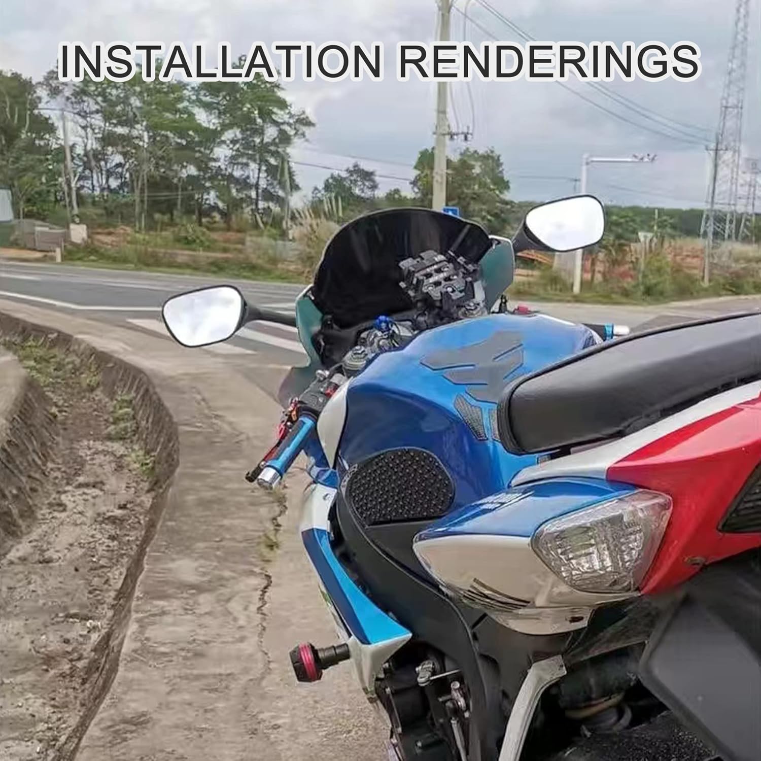 GOOFIT Side Mirror Turn Signal Rearview Replacement for Suzuki GSXR 600 750 1000 06-08 Motorcycle Rearview Rear Mirror w/LED Light