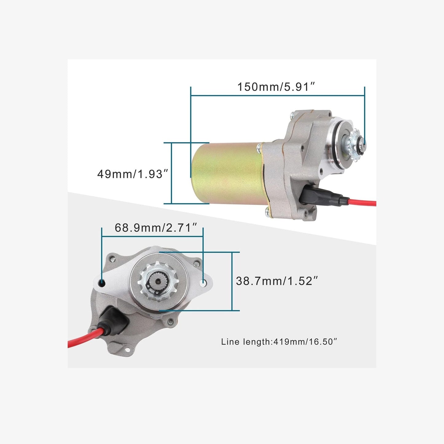 GOOFIT Electric Starter Motor Under for 50cc 70cc 90cc 110cc 125cc Horizontal Engine Chinese ATV Dirt Bike Go Kart