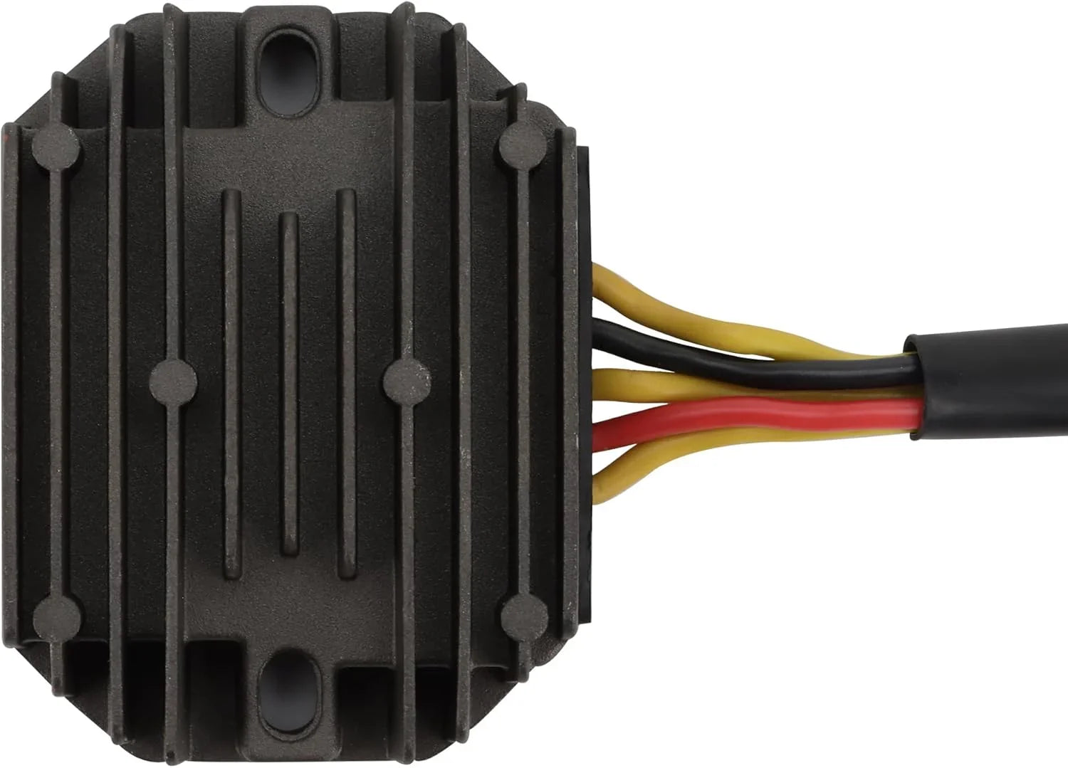 Motorcycle rectifier regulator with cooling fins and colored wires for Suzuki Boulevard S40 LS650.