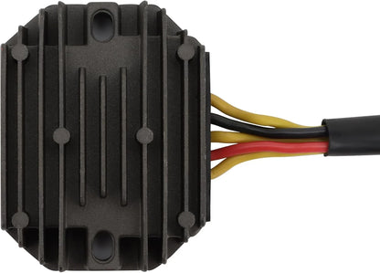 Motorcycle rectifier regulator with cooling fins and colored wires for Suzuki Boulevard S40 LS650.