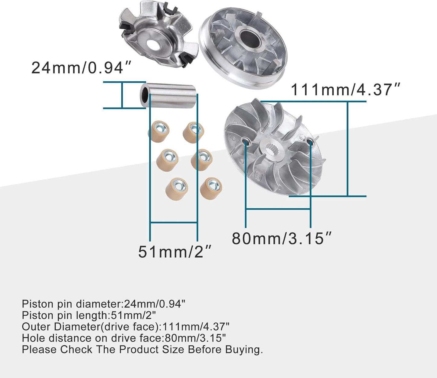 Variator Clutch Assembly For GY6 125cc 150cc 152QMI 157QMJ Engine