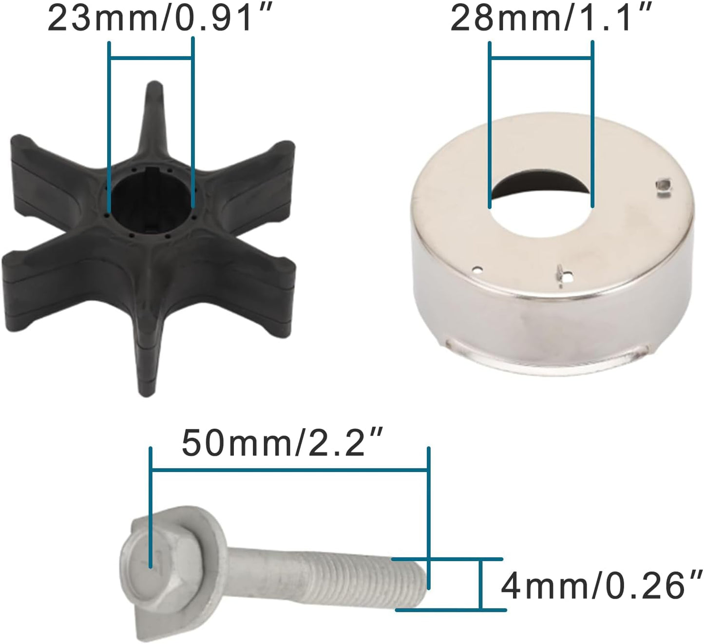 Water Pump Impeller Repair Kit for 150HP-300HP V6 Outboard 61A-W0078
