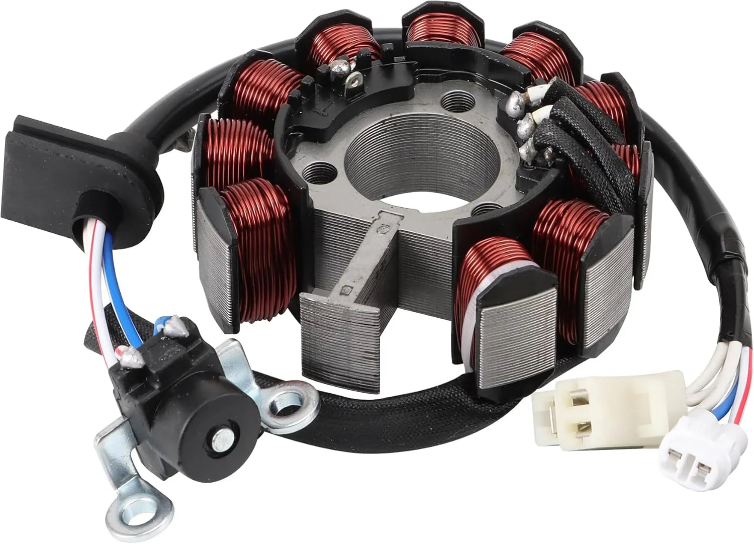 Yamaha Cygnus 125 stator assembly replacement part with copper windings and wiring connectors