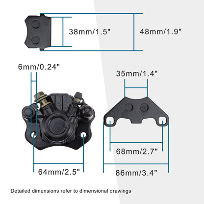 Front Hydraulic Brake Caliper with Pads for 50cc-250cc ATV Go Kart Quad