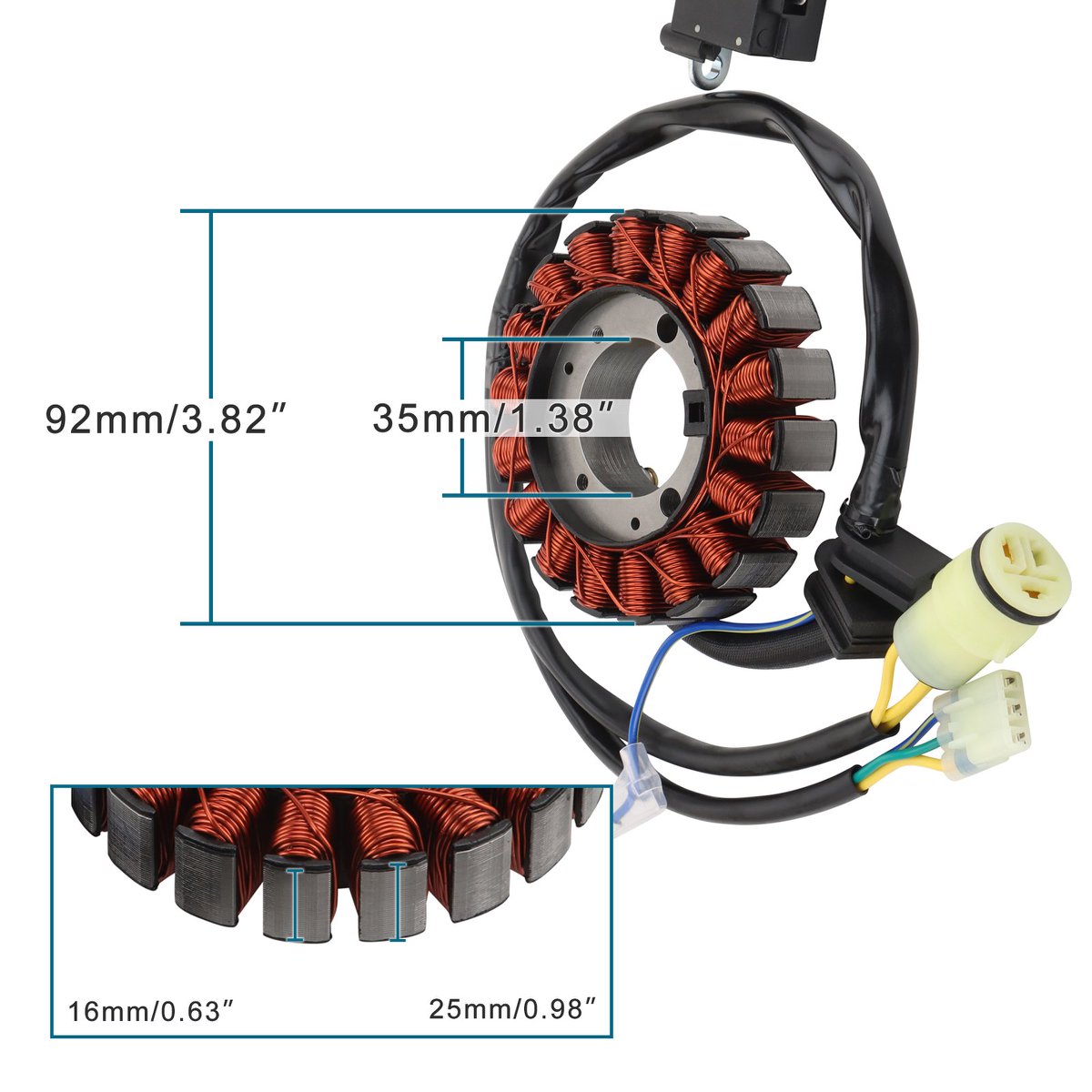 1988–2000 Honda TRX300 FourTrax 300 18-Coil 6-Wire Stator 31120-HC4-004