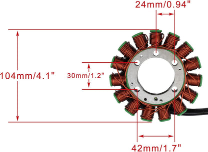 2009–2012 Kawasaki Ninja ZX-6R 15-Coil 3-Wire Stator 21003-0083