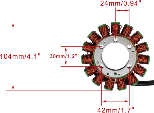 2009–2012 Kawasaki Ninja ZX-6R 15-Coil 3-Wire Stator 21003-0083