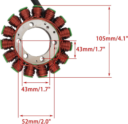 2007–2008 Kawasaki Ninja ZX-6R ZX600P 15-Coil 3-Wire Stator 21003-0049