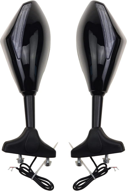LED Turn Signal Mirrors for Suzuki GSX-R Yamaha R1 R6 Ninja | 70mm Mount