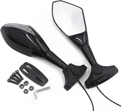 LED Turn Signal Mirrors for YZF-R6 Ninja CBR600RR GSXR – 2 Pack