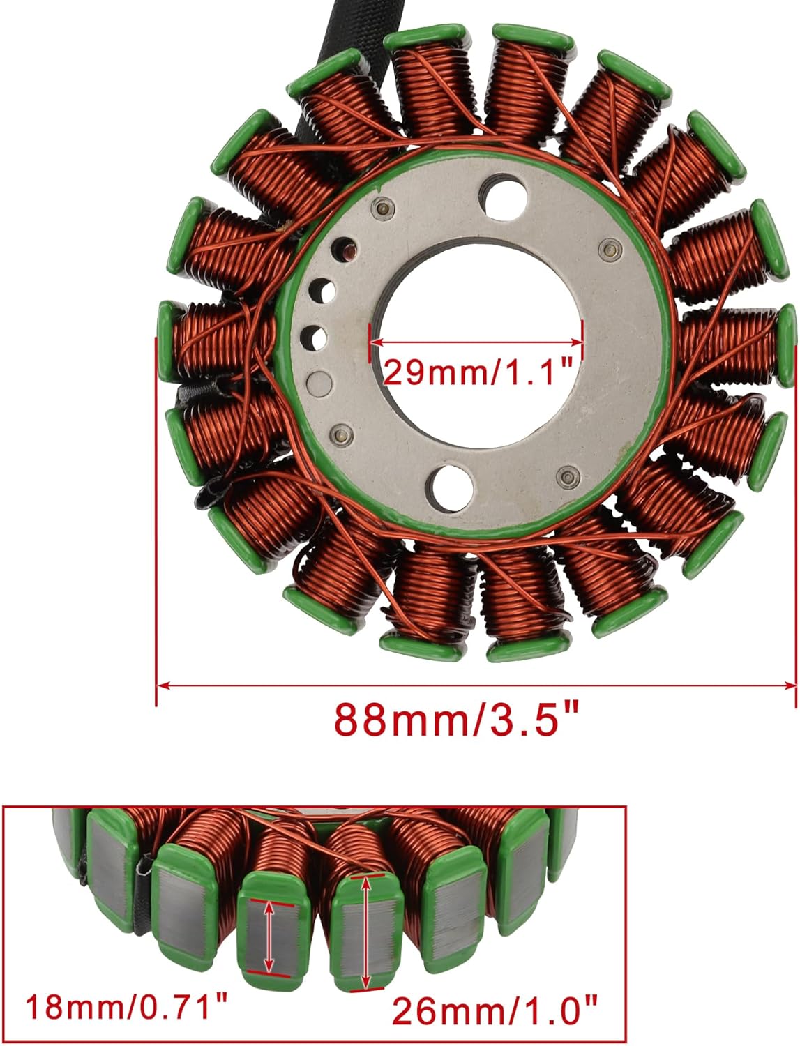 Loncin LC172MM LC170MM 250cc 18-Coil 5-Wire Stator for Jinling JLA-21B