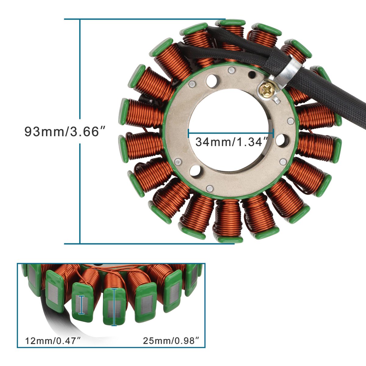 2001–2011 Suzuki GS500 GS500F GS500H 18-Coil 3-Wire Stator 31401-01D10