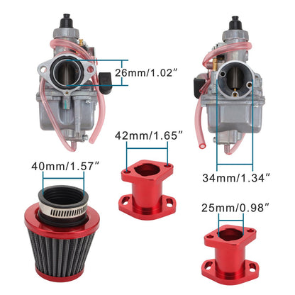 VM22 26mm Carburetor Kit for Predator 212 GX160 GX200 Coleman CT200U BT200X – Red