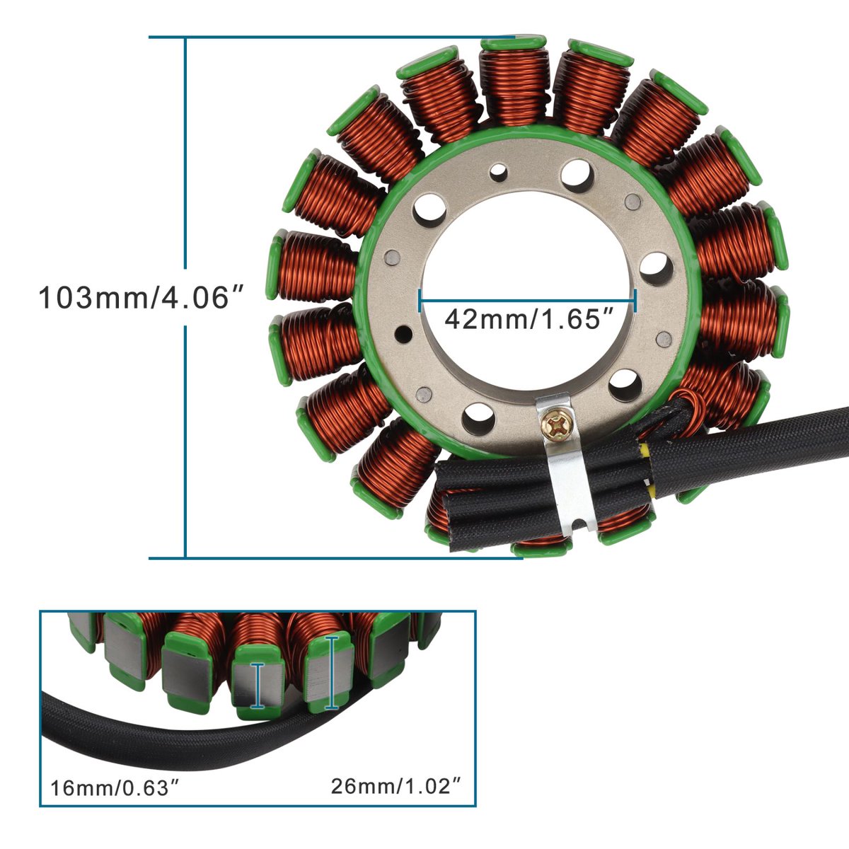 2004–2015 Yamaha MT-03 XT660R XT660X XT660Z 18-Coil 9-Wire Stator 5VK-81410-00