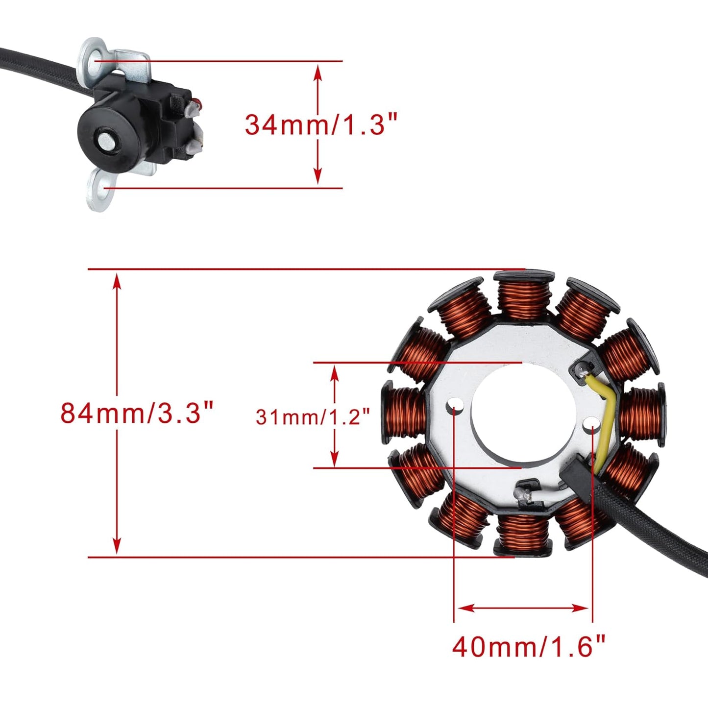 2007–2011 Yamaha WR450F 12-Coil 4-Wire Stator 5TJ-81410-51