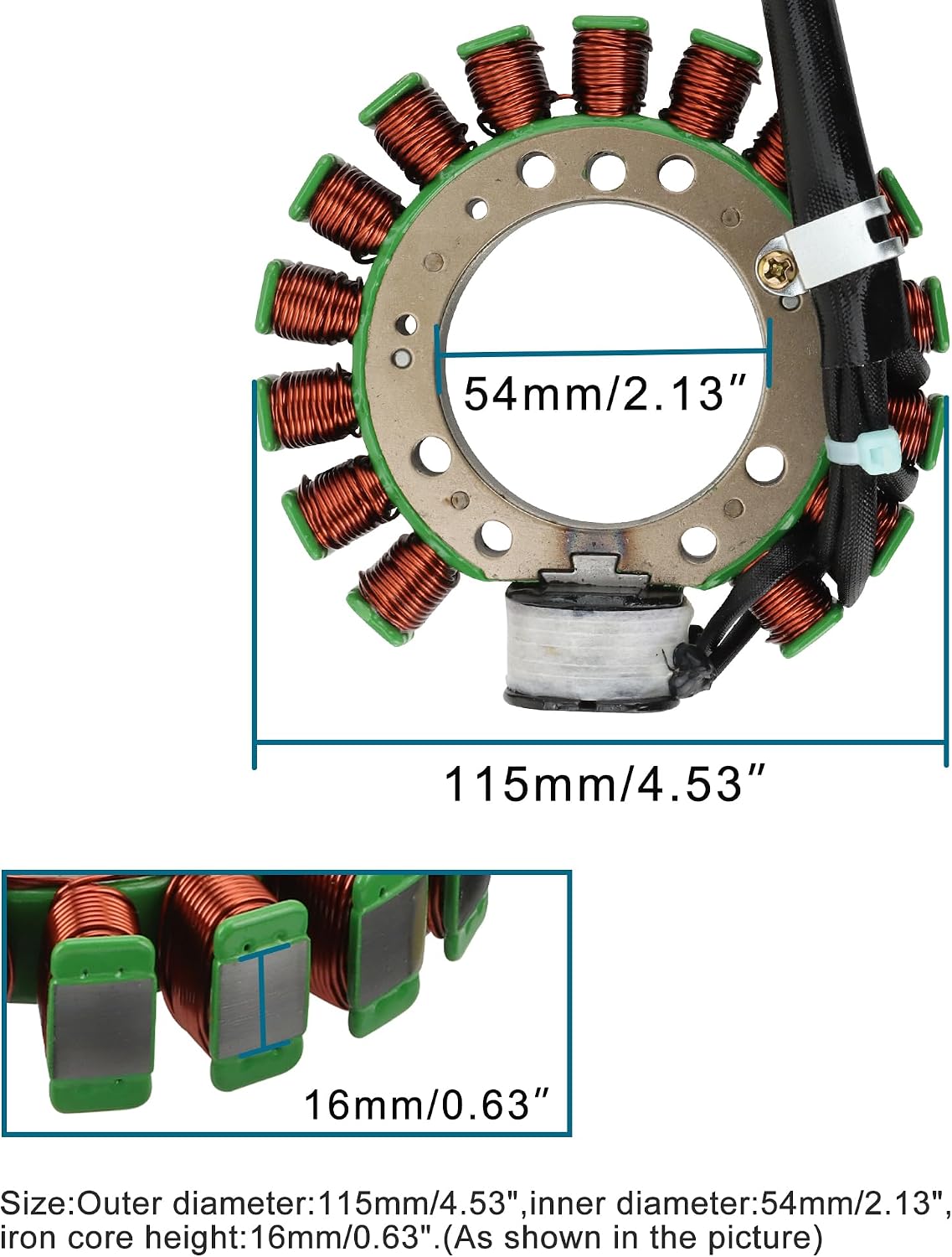 1990–1995 Yamaha YFM350 Warrior Moto-4 Big Bear 16-Coil 7-Wire Stator 3HN-85510-00