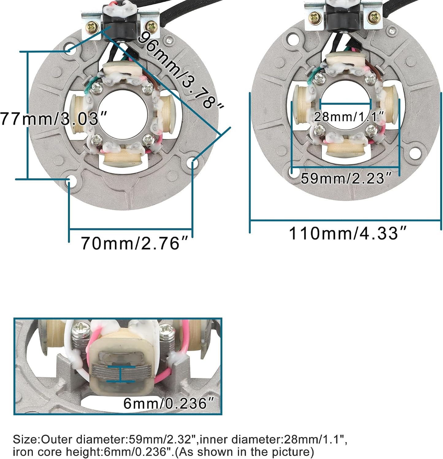1998–2005 Yamaha YZ250F YZ400F YZ426F YZ450F 4-Coil 6-Wire Stator