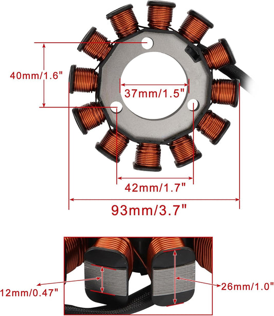 2015–2021 Yamaha YZF-R15 YZF-R125 MT-125 XSR125 12-Coil 4-Wire Stator